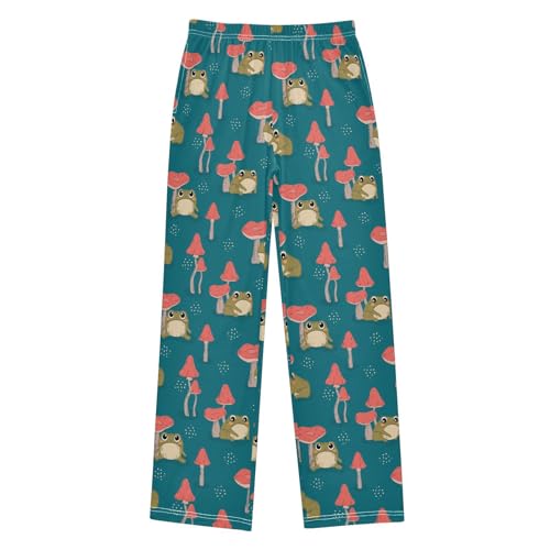 ZZXXB Frog and Mushroom Print Boys Long Pants Soft Trousers Elastic Waist Kids Lounge Bottoms with Pockets S-XL