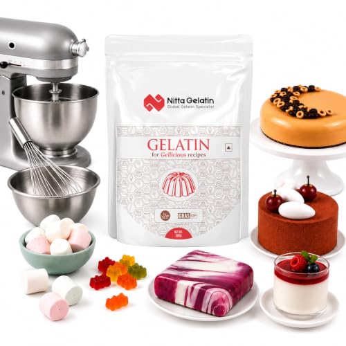 Image of NITTA GELATIN Premium Gold 200 Bloom Gelatin of International Standard (Unflavoured) Best for Cake, Pudding, Jelly, Entremets & Desserts (500 gm)