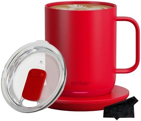 Ember Temperature Control Smart Mug 2, 14 oz, (PRODUCT) RED, 80 min Battery Life | App Controlled Heated Coffee Mug | Improved Design with Clear Splash-Proof Sliding Lid and Signature Series Cloth Ember Temperature Control Smart Mug 2, 14 oz, (PRODUCT) RED, 80 min Battery Life | App Controlled Heated Coffee Mug | Improved Design with Clear Splash-Proof Sliding Lid and Signature Series Cloth