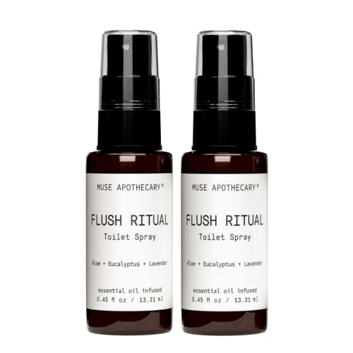 Muse Apothecary Flush Ritual - Aromatic &amp; Refreshing Toilet Spray, Use Before You Go, Infused with Natural Essential Oils - Aloe + Eucalyptus + Lavender - Travel Size Mini Collection, 0.45 oz, 2 Pack