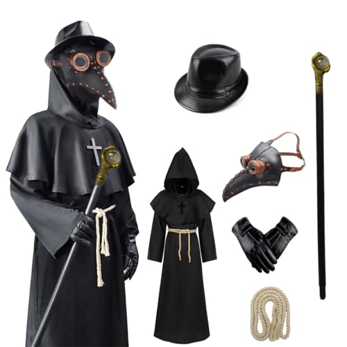 LOTIKS Plague Bird Doctor Costume Set with Hat Mask Gloves
