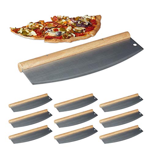 Pack De 10 Cortapizzas Originales Grandes, Acero Inoxidable Y Madera, Plateado, 12 X 35 Cm - Relaxdays En Oferta Relaxdays Pack De 10 Cortapizzas Originales Grandes, Acero Inoxidable Y Madera, Plateado, 12 X 35 Cm