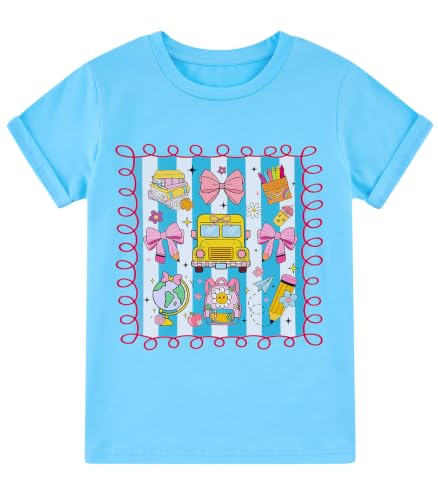 Image of Girls' School Days Short Sleeve Shirts Graphic T-Shirts Size 5-8