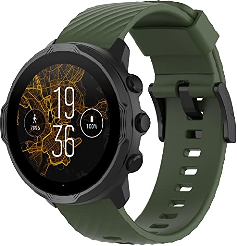 Compatible con Suunto Spartan Sport Wrist HR / 9/9 Baro / 7 Soft Silicona Classic Correa de repuesto (24 mm, verde militar), 24mm