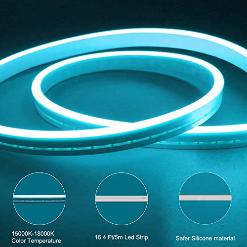 Image of Errol 5 Meter neon Light Strip | Flexible neon Lights for Decoration | Waterproof led Strip Lights | neon Strip Light for Customized Name | Rope Light for Indoor, Outdoor (Iceblue)