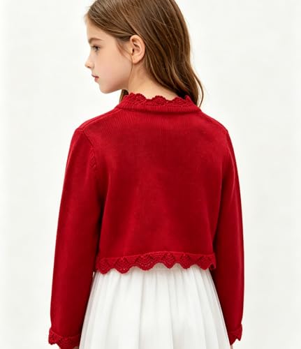Image of 2Pcs Girls' Knit Toddler Cardigan Cotton Soft Button Closure Bolero Shrug Shawl Shirt Sweater