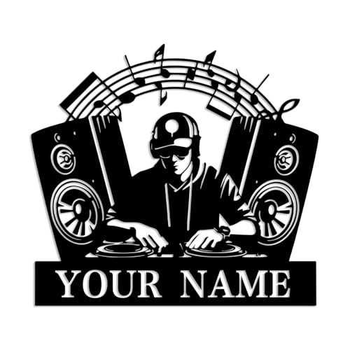 Custom DJ Metal Sign,Custom DJ Record Turntablist Music Metal Wall Art, Personalized Music Headphone Wall...