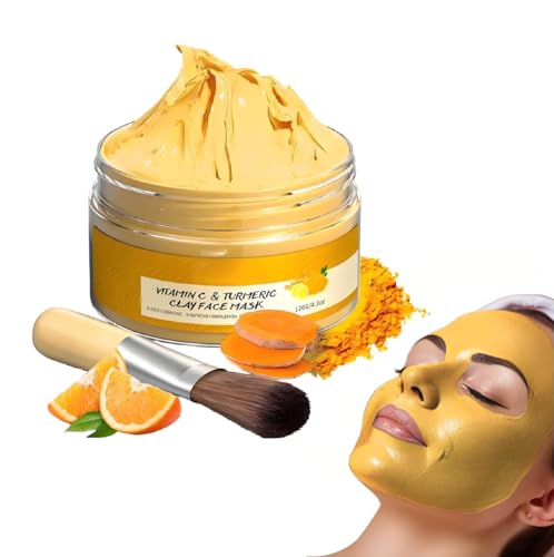 Mascarilla de arcilla con cúrcuma y vitamina C, kit de mascarilla facial de arcilla, limpieza profunda, refinamiento de los poros, iluminadora, fórmula suave, tipo spa, limpiadora