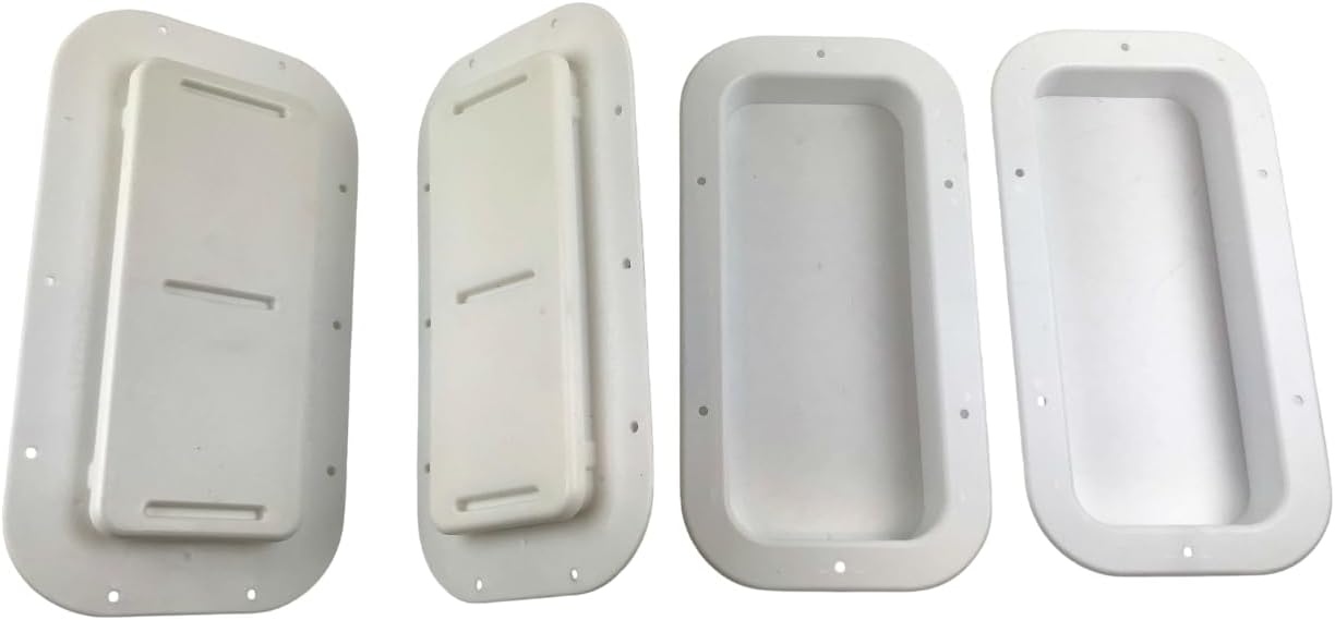 White Molded Plastic Two-Way Trailer/RV Vent with Trim Ring - Pair