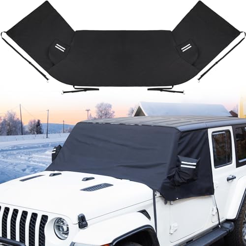 JOYTUTUS Windshield Snow Cover Fit for Wrangler JK JL Gladiator JT, Waterproof