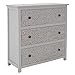 Produktbild WOMO-DESIGN Kommode mit 3 Schubladen Funchal 88x86x35cm Grau geschnitzte Blume Mangoholz Massiv Vintage Shabby Chic Unikat handgefertigt Sideboard Beistellschrank Mehrzweckschrank Holzschrank Anrichte