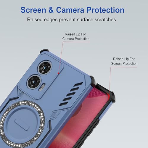 Image of Zapcase Back Case Cover for Motorola Edge 50 Fusion | Magnetic Case with Built-in Metal Ring | Supports MagSafe Charger, Wallet & Car Mount | Shockproof Hybrid PC + TPU | Blue