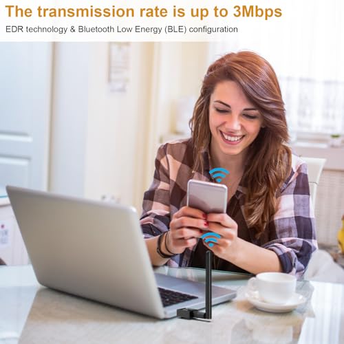 Image of USB Bluetooth 5.4 Adapter for Desktop PC, Long Range 500FT Wireless Transfer for Headphones, Keyboard, Mouse, Compatible with Windows11 /10 /8.1