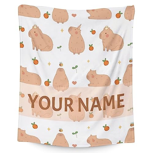 Personalized Blanket Gifts with Name - 50"x60" Cute Throw for Boys, Girls - White Soft Fuzzy Blankets for Bed, Couch & Living Room