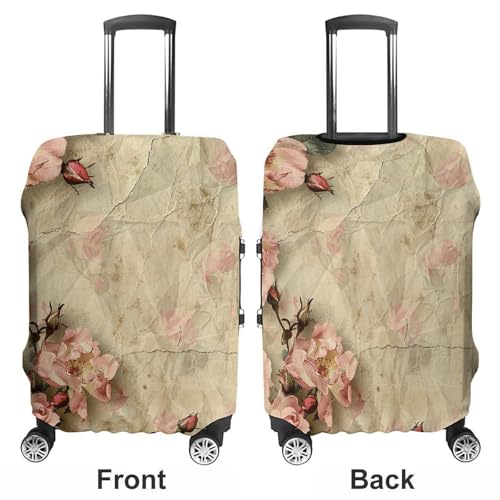 Travel Luggage Cover Spandex Suitcase Protector Washable Baggage Covers Retro Simple Flowers Elastic Scratch-Resistant Luggage Cover Protector Fits 18-32 Inch Luggage3