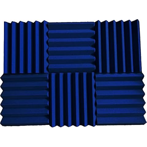 6 Pack Blue Acoustic Wedge Studio Foam Sound Absorption Wall Panels 2" x 12" x 12" Cover