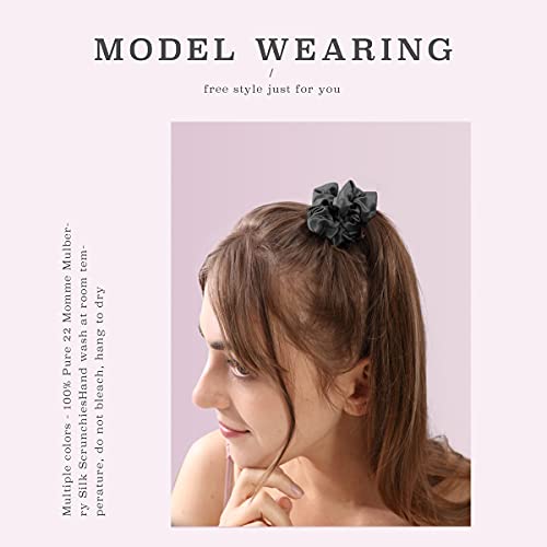 Mtsnoo Silk Scrunchies For Hair Sleep 100% Pure 22 Momme Mulberry Silk Scrunchies For Curly Hair With Elastic Band 3 Pack Silk Hair Ties Ropes Scrunchies Set For Women Girls #TOP2