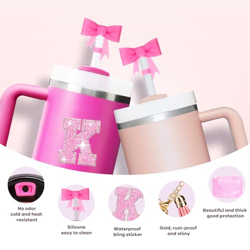 Image of Mity rain 6PCS Pink Cup Accessories for Stanley Cup 30oz 40oz | Tumbler Initials Decoration for Stanley Letter K