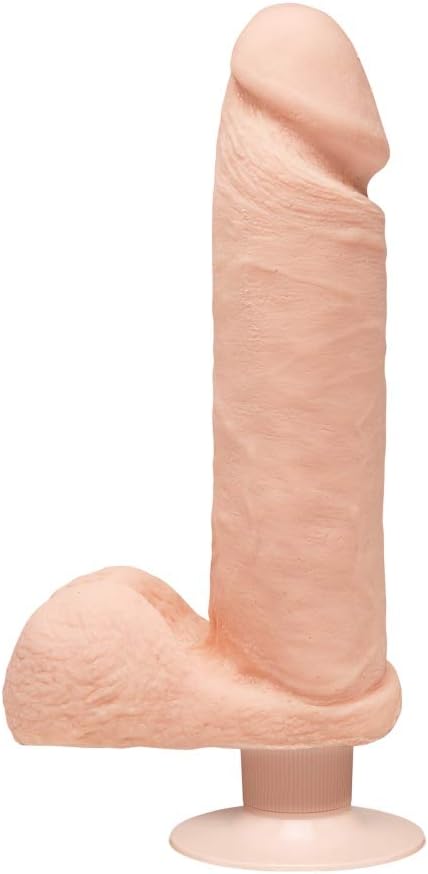 Doc Johnson The D - Perfect D Vibrating 8 Inch - ULTRASKYN - 8" Long and 2" Wide - Suction Cup Base - O-Ring Harness Compatible Dildo - Vanilla