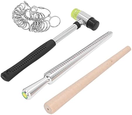 LXMJNCJP Ring Sizer Set Aluminum Finger Sizing Gauge Polishing Wood Mandrel Rubber Hammer US Size Ring Kit for Jewelry Making
