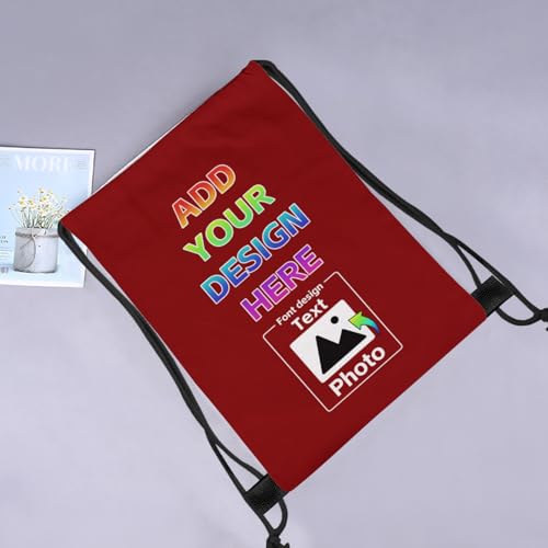 Personalized Drawstring Bag Custom Backpack Custom Name Number Logo Text for Men Women Gifts Sports Bag for Men Draw String Back Bag String Backpack Gym Backpack-Maroon,-0.113