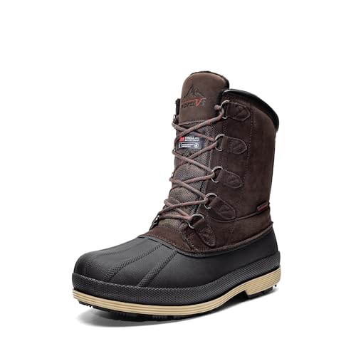 NORTIV 8 Men's Insulated Waterproof Work Winter Snow Boots 170390 M DARK/BROWN/BLACK Size 12