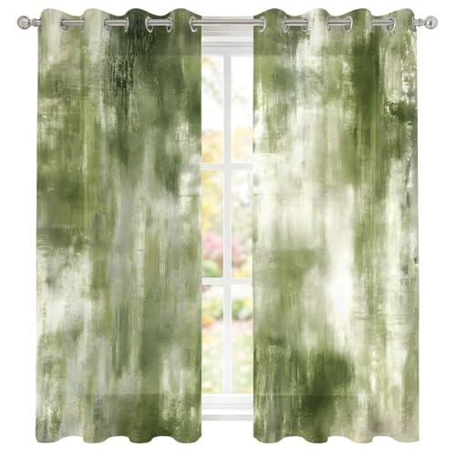 Abstract Bohemia Sheer Curtains 39 Inch Length 2 Panels Set