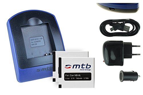 2x Batteria + Caricabatteria per Canon NB-8L PowerShot A2200 A3200 IS A3300 IS A3350 IS...