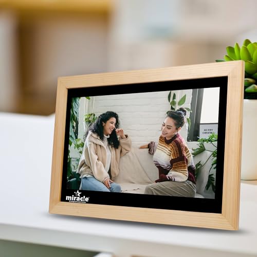 Image of Miracle Digital 15.4''(38.1) cm Wooden Digital Photo Frame Hi- Def.Screen Built in 8GB Memory & 2GB RAM.USB Disk Card,Remote Photos SlideShow,Video Audio,Support SD (Light)