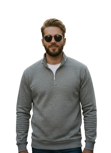 Image of Mack Jonney Men's Fleece Half-Zip High Neck Sweatshirt | Warm & Stylish Winter Wear -JM4380