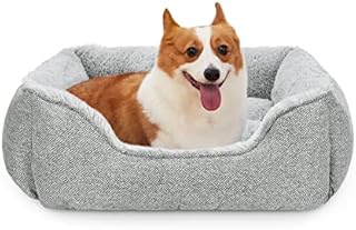 JOEJOY Dog Beds Medium Washable - Cosy Puppy Bed Soft Fleece Plush Calming Dog Bed - Rectangle Breathable Cat Sofa Dog Bed Small | Medium | Large Mattress Mat For Pet, Light Grey, 25in