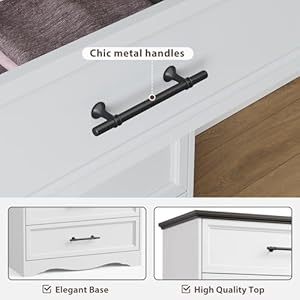 White dresser for bedroom modern 6 chest of drawers 44 tall chest of drawers wbrushed metal handle wood closet organizers and storage cabinet for bedroom living room hallway  urban country home decor
