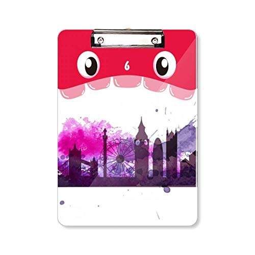 Porte-bloc A4 violet avec motif aquarelle de Londres Angleterre