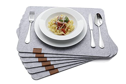 B.PRIME Hochwertiges Tischset aus Filz 6er Set Marble - Platzdeckchen abwaschbar 44x32cm Platzsets - Tischuntersetzer Platzset waschbar - Untersetzer-Set Tischunterlage Stoff