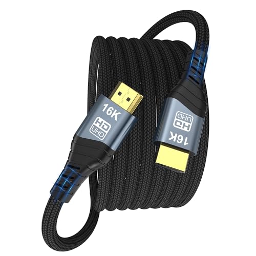 Cavo HDMI 16K 10K 8K, cavo HDMI 2.2 ad altissima velocità 96 Gbps 16K@30Hz 10K120Hz 8K@60Hz 4K @240Hz, HDCP 2.3 e HDR10 eARC per compatibile con PS5/Xbox/Roku TV/PC da gioco, Blu-ra