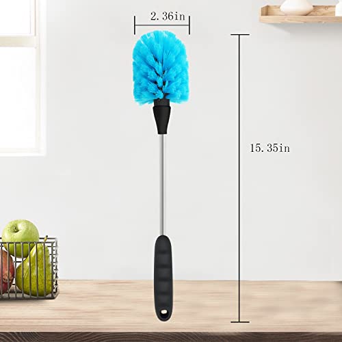 Image of Long Bottle Brush, 15.35 in Bendable Cleaner Brushes for Cleaning Neck Beer Bottles, Wine, Baby Bottles, Water Bottles, Tumblers, Flask, Bird Feeder, Vase, Pipes and Brewing Supplies Blue /1Pack