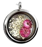  Kette Anhänger Blume Echt - Silber 925 Sterling - 60cm Halskette Blüten Medaillon Aufklappbar
