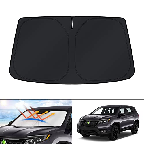 Image of KUST Windshield Sun Shade for 2019-2024 2025 Honda Passport Sport Accessories,SUV,EX-L,Touring,Eliten Window Sunshade Sun Visor Protector Foldable Blocks UV Rays Keep Your Car Cooler