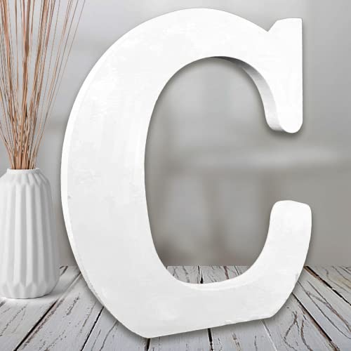 AOCEAN 8 Inch White Wood Letters, Unfinished Wooden Letters for Wall MAGA Decorative Standing Letters Slices Sign Board Decoration for Craft Home Party Projects (C)