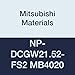 Mitsubishi Materials NP-DCGW21.52-FS2 MB4020 Uncoated CBN DC Type Petit Tip Turning Insert with Hole, Rhombic 55?, Grade MB4020, FS Honing/No Wiper, 2 Tip, 0.250" IC, 0.094" T, 0.031" Corner Radius