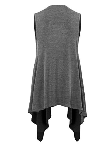 Image of Made By Johnny Women's Lightweight Sleeveless Cardigan - Draped Open Front Vest with Asymmetrical Hem
