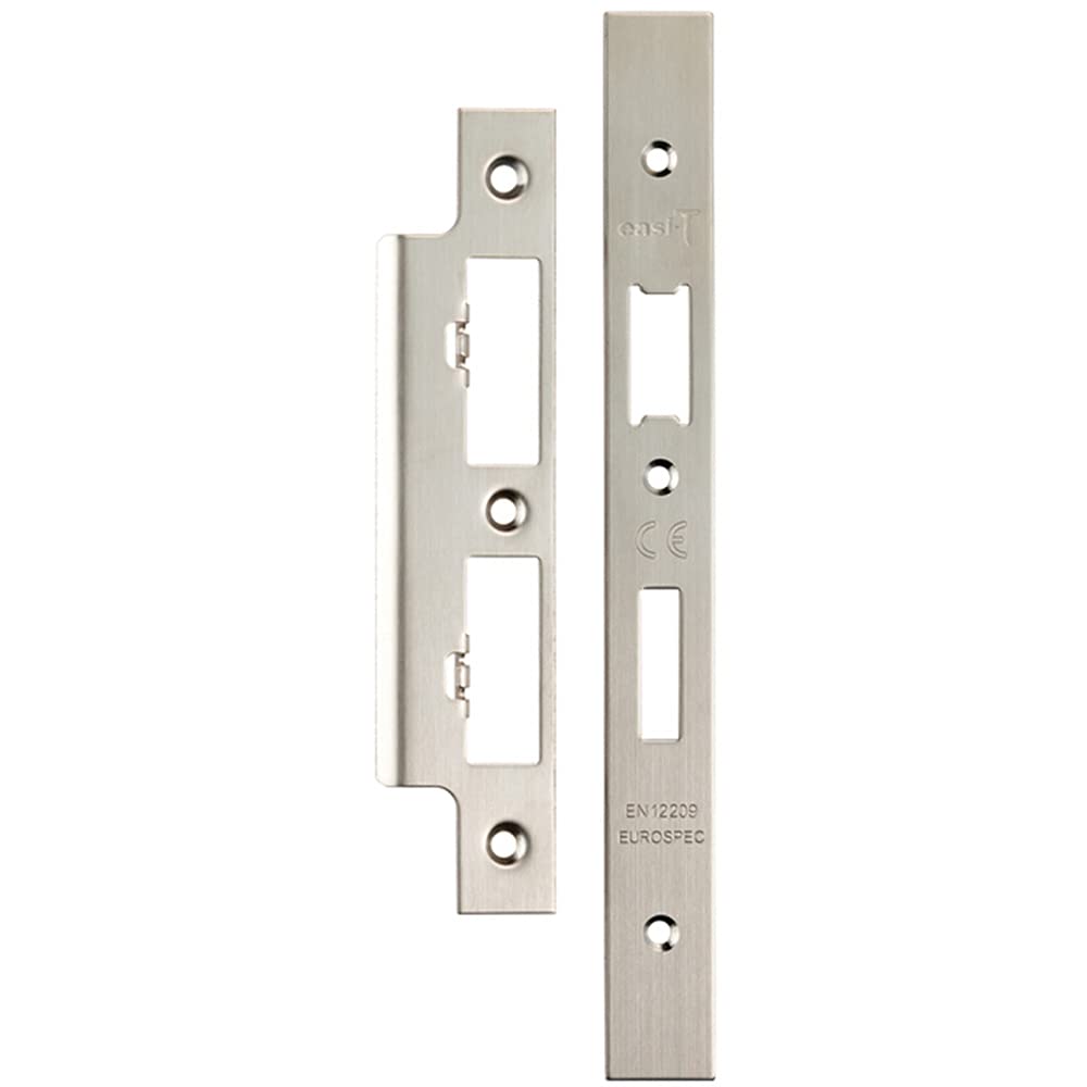 Loops Forend Strike & Fixing Pack For Din Euro Sash & Bathroom Lock Satin Steel