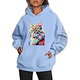 Generisch Hoodie Damen Hoodies für Fashion Streetstyle Oversize rosa (A1-Sky Blue, M)