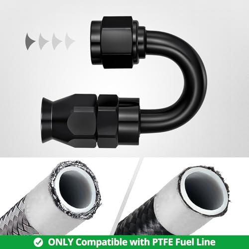 Image of EVIL ENERGY 6AN PTFE Hose End Fitting 180 Degree Black for PTFE Hose Only 4PCS