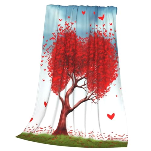 Couverture rouge avec arbre pour salon et soirées cocooning - 3