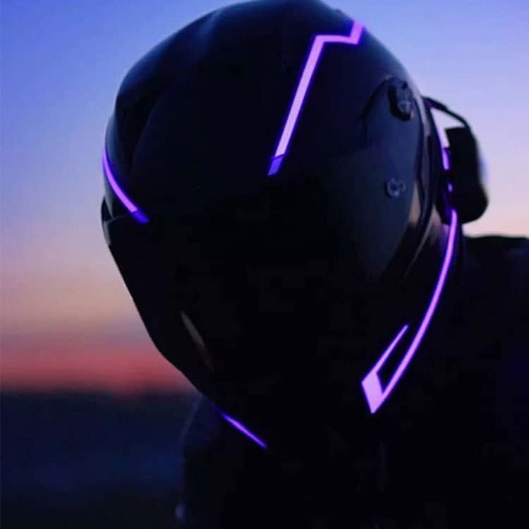 Image of Motorcycle helmet light strip,Helmet EL Light Bar,Helmet Cycling LED Sticker Light Night Riding Signal Helmet Light for Motorcycle Bike Helmet (purple)