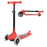 SereneLife Monopattino Bambino Pieghevole, Monopattino Bambina a 3 Ruote con Luci LED, Manubrio Regolabile e Freno, Monopattino a 3 Ruote, Scooter per Bambini e Bambine dai 3 Anni fino a 50 kg