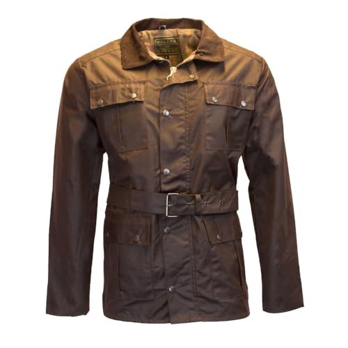 Walker and Hawkes - Men's Wax Grafton Motorcycle Jacket - Brown - 3X-Large