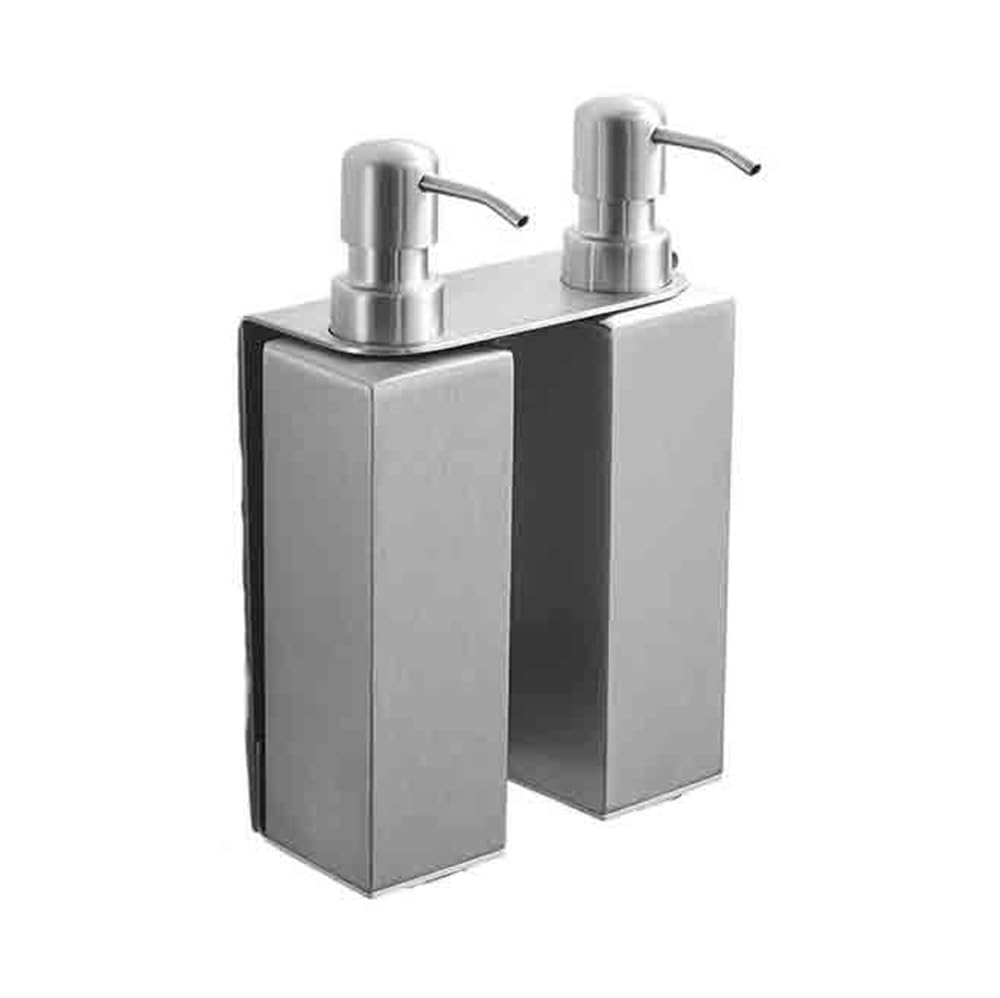 Distributore di sapone Distributore di sapone da parete in acciaio inossidabile, distributore lozione bagno, installazione senza fori(Silver)