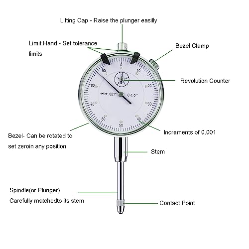 Image of HDLNKAK Premium Disc and Rotor /Ball Joint Gage, 1'' by 0.001'' Indicator and 360 Deg Flexible Stem Holder,Automobile Brake disc Flatness Measurement Tool